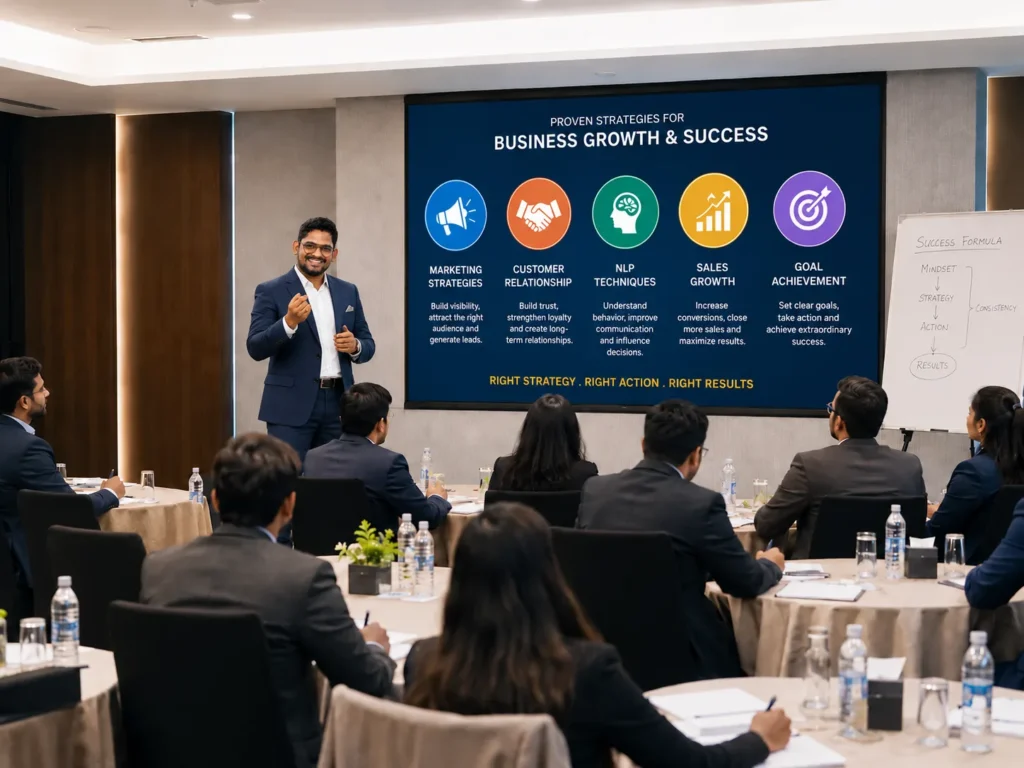 Business Growth Presentation in a Modern Conference Room